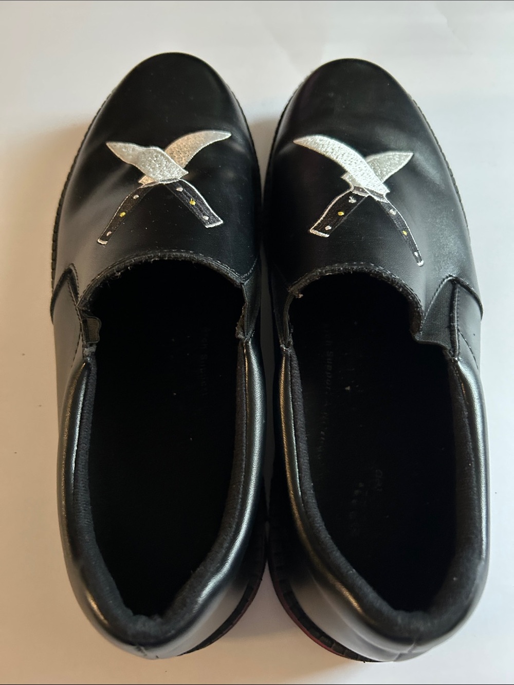 Spring Step Black Slip-On Loafers with Silver Blade Accent
